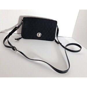 Vera Bradley Microfiber Quilted Crossbody Purse Classic Black Gothic Grunge Boho